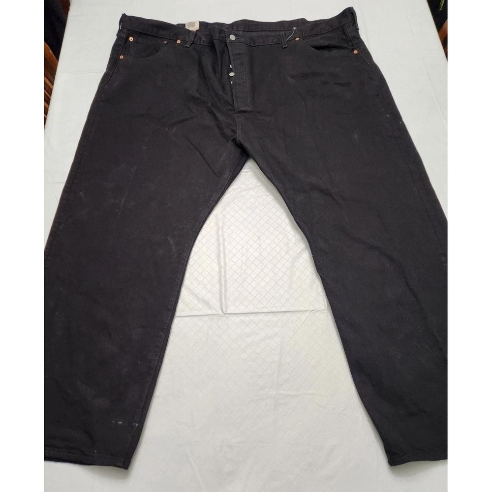 Levis 501 Jeans Mens 54x29 Black Stretch Button Fly Straight Leg Big Tall